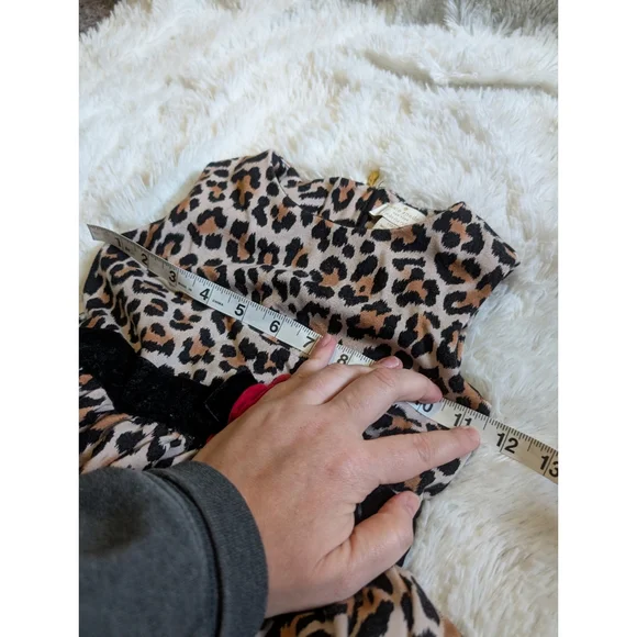 Kate Spade Leopard Print Kids Dress with Red Flower Gold Hardware Girl's Size 5 - Picture 8 of 8